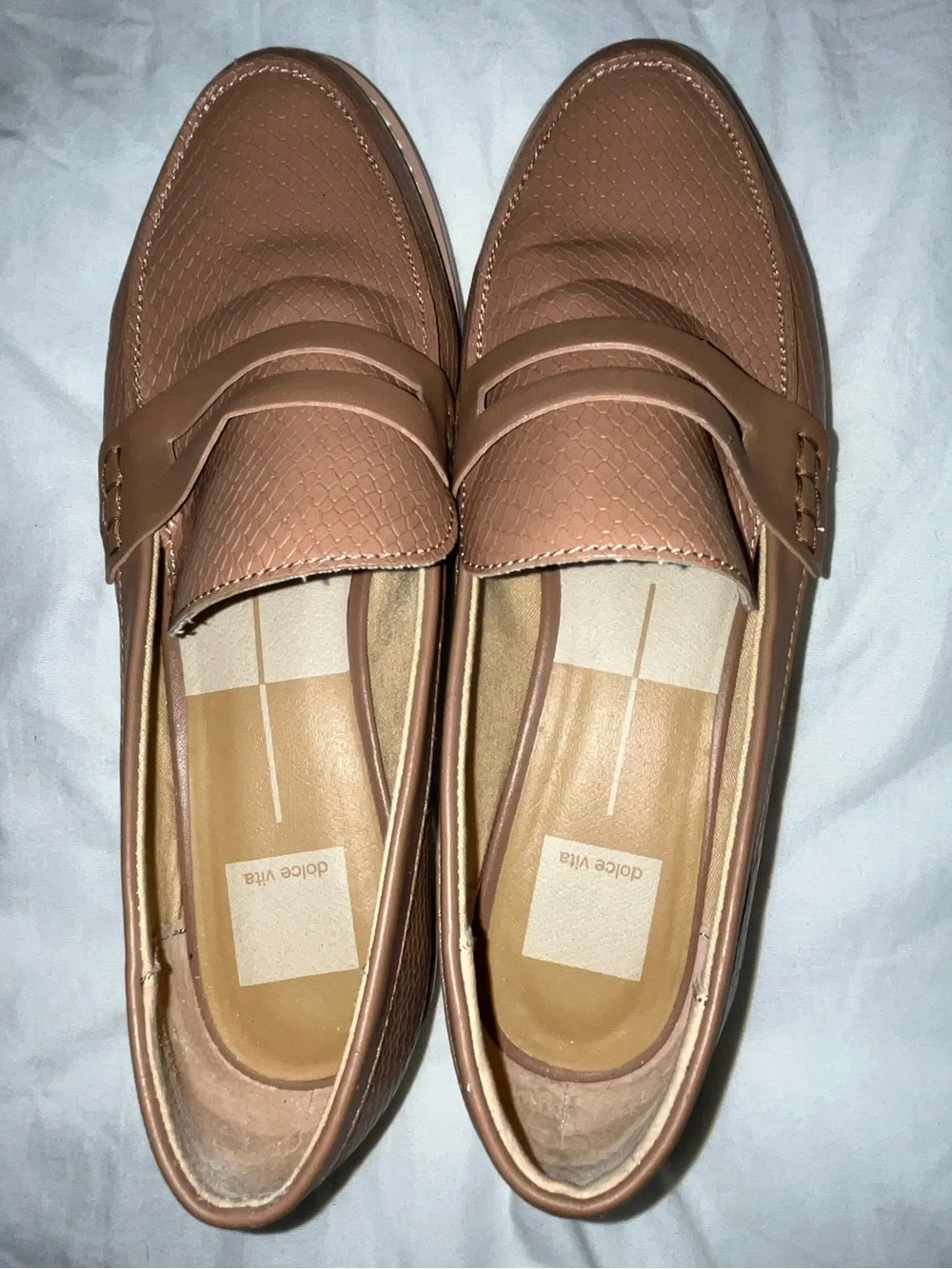 Dolce Vita Light Brown Alma Faux Leather Wedge Heel Loafer